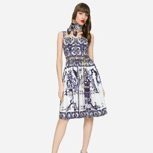 Dolce & Gabbana Blue and White Porcelain Sundress